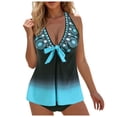 thumbnail image 1 of Zhden Plus Size Tankini Womens Tankini Bathing Suits Tropical Print American Flag Flowy Halter Tankini Swimsuits（Sky Blue,L）, 1 of 7