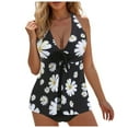 thumbnail image 1 of Zhden Plus Size Tankini Womens Tankini Bathing Suits Tropical Print American Flag Flowy Halter Tankini Swimsuits（White,L）, 1 of 7
