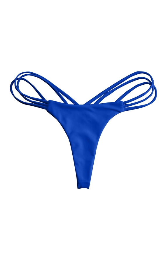 Swim Bottoms for Women Strappy Thong Bikini Bottom Cheeky Bikini Bottoms String Low Waisted Bathing Suit Bottoms(Dark Blue,XL)