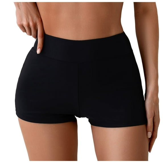 Zhden Swim Shorts Women 3" Swim Board Shorts High Waisted Bathing Suit Bottoms Adjustable Ruched Side Bikini Shorts(Black,XL)