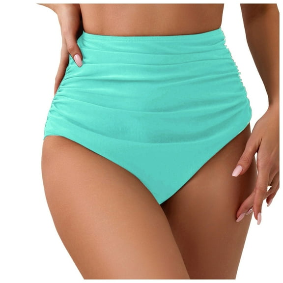 Zhden Swimsuit Bottoms for Women Ruched High Waisted Bikini Bottom Tummy Control Full Coverage Swimwear（Mint Green,S）