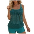 thumbnail image 1 of Zhden Tankini Swimsuits for Women Scoop Neck Tummy Control Swimsuits Blouson Tankini Swimsuits Two Piece Swimsuit with Swim Shorts（Dark Green,4XL）, 1 of 9
