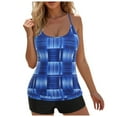 thumbnail image 1 of Zhden Two Piece Swimsuit for Women Retro Scoop Neck Tankinis Swimwear Tummy Control Tankini Swimsuits with Boyshorts（Blue,4XL）, 1 of 6