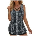 thumbnail image 1 of Zhden Womens Tankini Bathing Suits Blouson Tankini Swimsuits Two Piece Swimsuit with Swim Shorts Tummy Control Tankini Swimsuits（Black,4XL）, 1 of 9