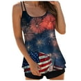 thumbnail image 1 of Zhden Womens Tankini Swimsuits with Shorts American Flag Graphic Two-Piece Tankini Swimsuits Tummy Control Tankini Swimsuits(Z01-Navy,S), 1 of 5