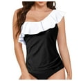 thumbnail image 1 of Zhden Womens Tankini Tops One Shoulder Tankini Swim Tops Modest Coverage Tummy Control Ruffle Bathing Suit Tops No Bottoms（WH3,XXL）, 1 of 6