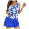 thumbnail image 1 of Zhden Womens Two Piece Swimsuit Tankini Swimsuits for Women Tummy Control V Neck Ruched Bathing Suits with Skirts（Dark Blue,XL）, 1 of 9