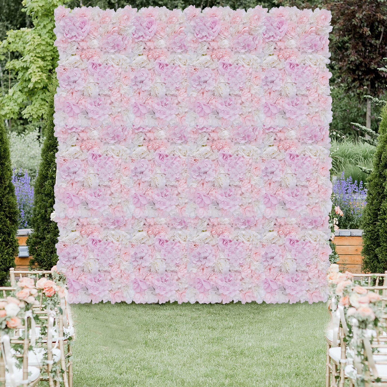 ZhdnBhnos 12pcs Artificial Silk Flower Wall Panel Mat 24'' x 16'' Faux