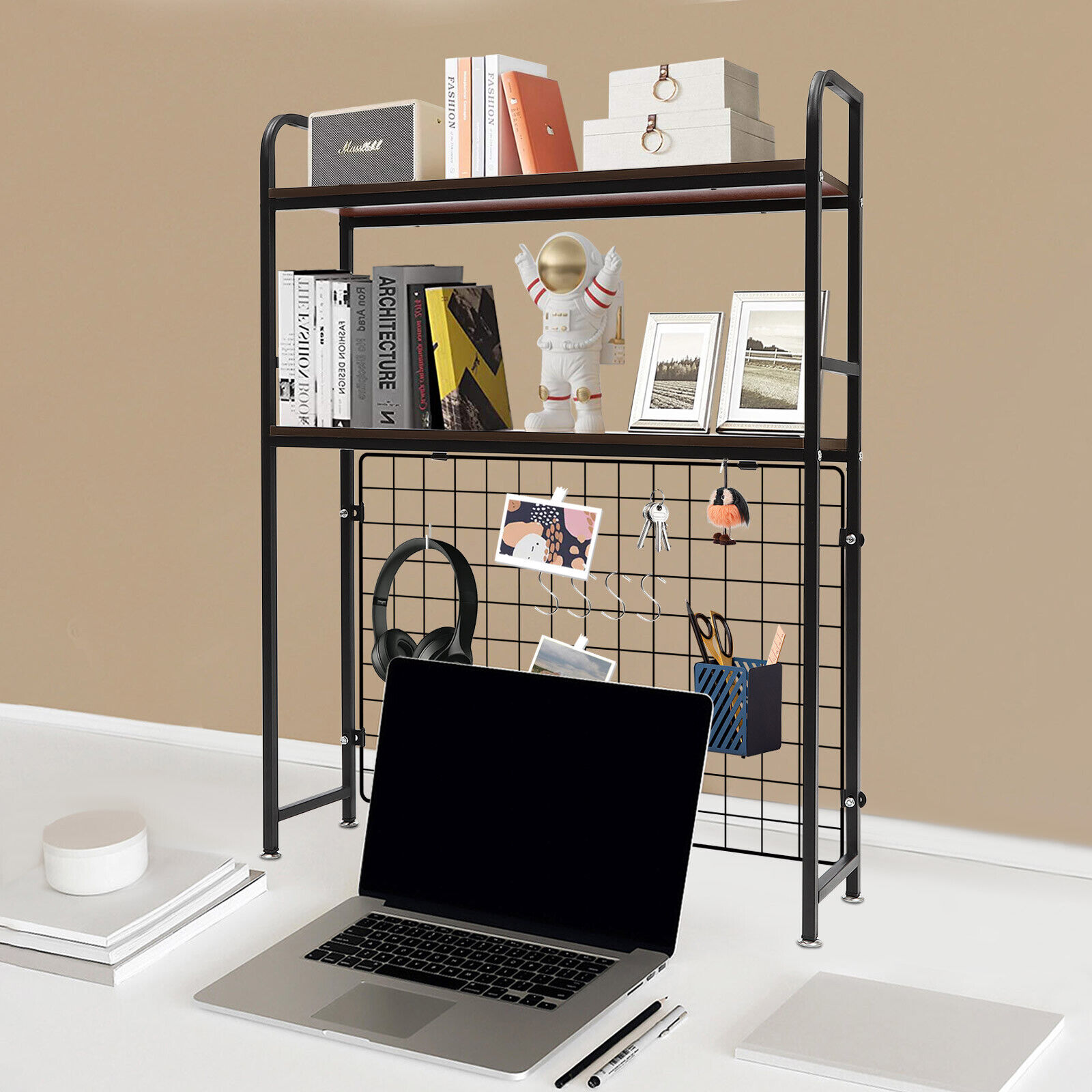 ZhdnBhnos 2Tier Bookcase Countertop Display Shelf Desk Bookshelf Organizer for Home Dorm Office