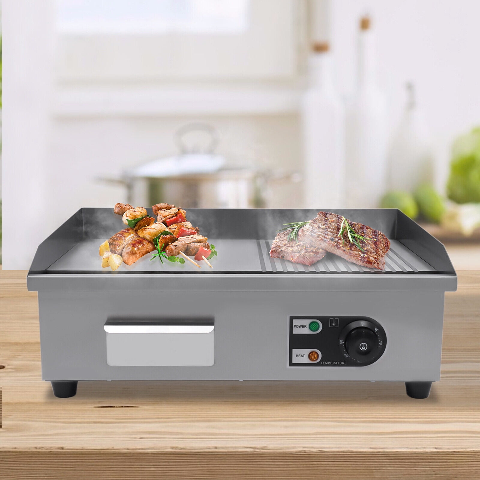 ZhdnBhnos 22'' Commercial Electric Griddle Flat Top Grill Hot Plate BBQ