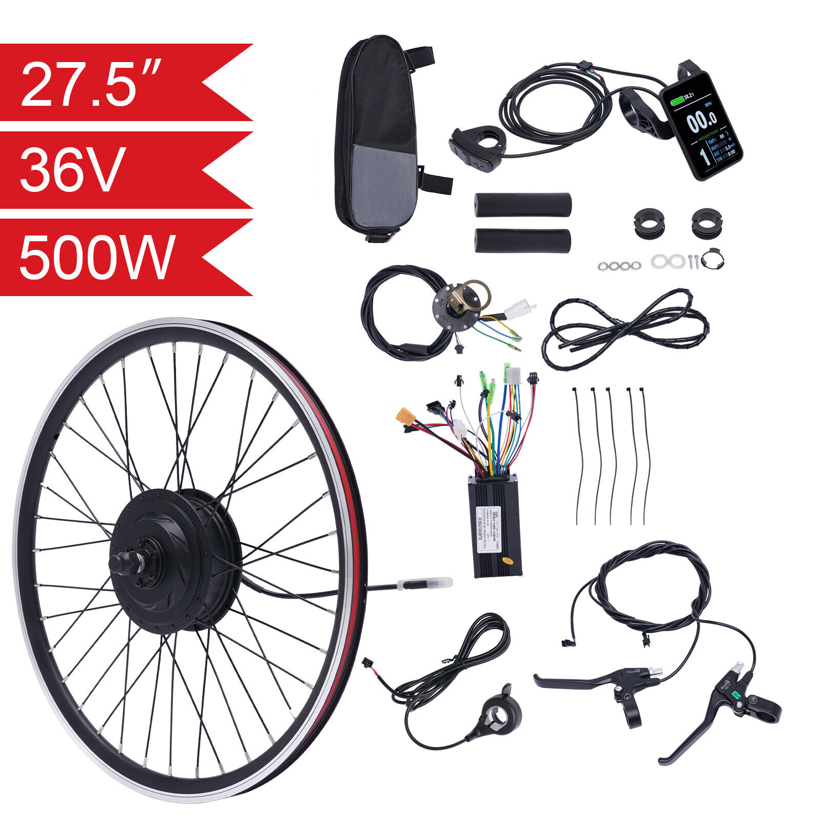 ZhdnBhnos 27.5'' Front Wheel Electric Bicycle Motor Conversion Kit E