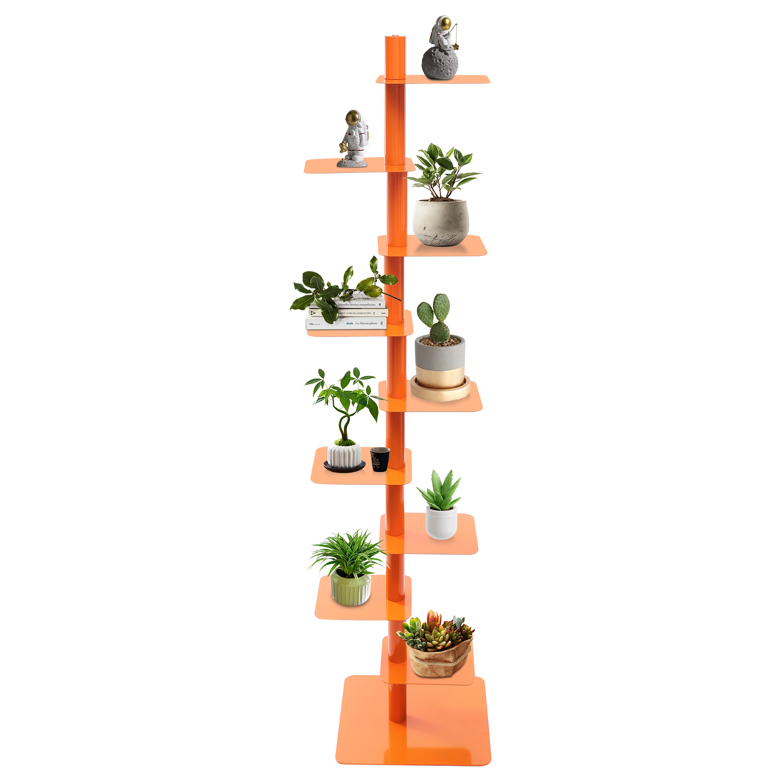 ZhdnBhnos 360° Rotating Spine Bookshelf 9-Tier Metal Bookcase Vertical ...