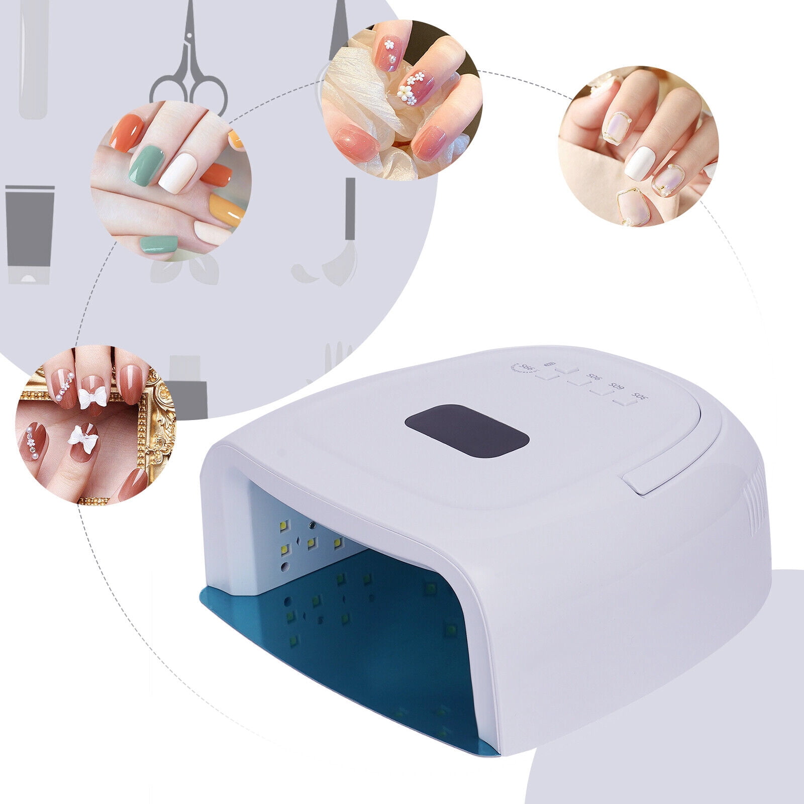 ZhdnBhnos 60W Cordless Wireless Rechargeable LED/UV Nail Lamp Gel Polish Light Nail Dryer Manicure Curing Machine Timer Professional