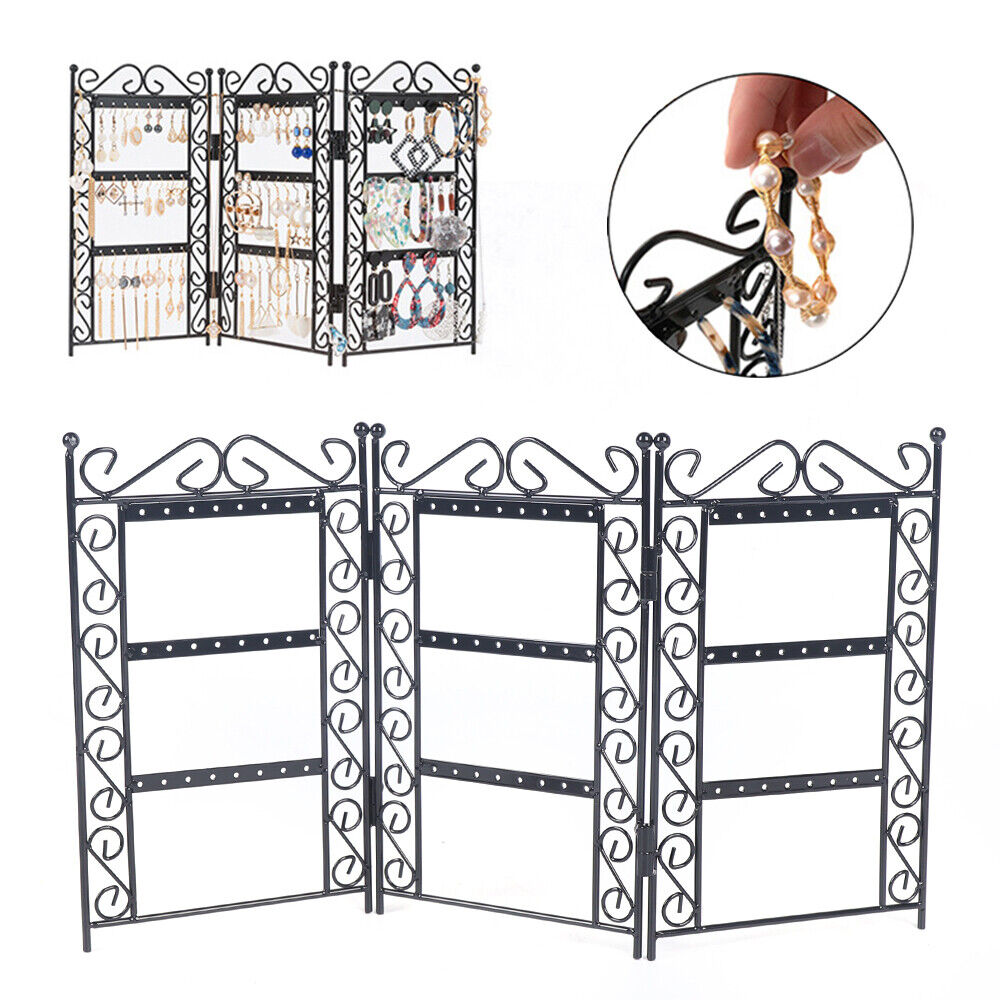 ZhdnBhnos 72 Holes Metal Jewelry Organizer Rack Foldable Earring Holder