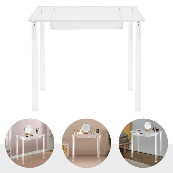 ZhdnBhnos Acrylic Makeup Vanity Desk Clear Vanity Table with Drawer Small Makeup Table Dressing Desk