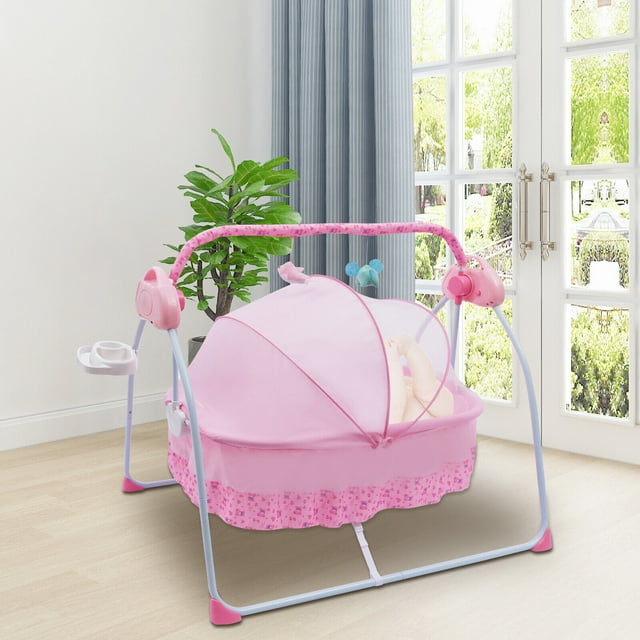 ZhdnBhnos Auto Swing Electric Baby Crib Cradle Infant Rocker Bed Sleeping Basket Newborn