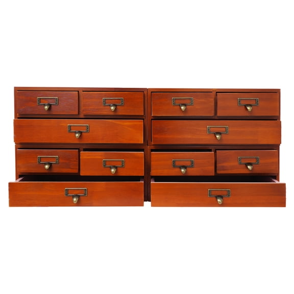 ZhdnBhnos Desktop Organizers Wood Storage Cabinet with 12 Drawers Tabletop Storage Organizer Box Space-saving