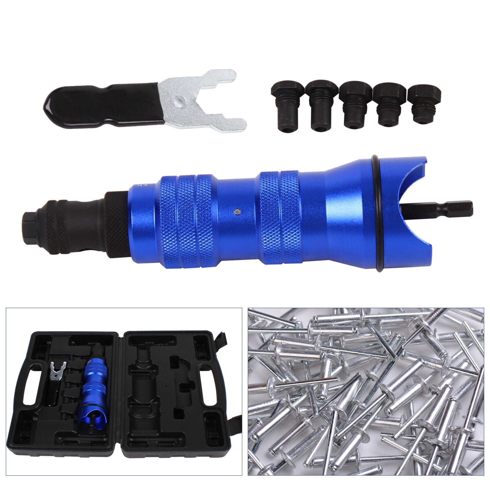 ZhdnBhnos Electric Blind Rivet Drill Adapter Kit 2.4mm6.4mm Pneumatic Tool Riveting Gun Drill