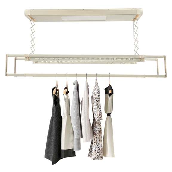 ZhdnBhnos Electric Retractable Airing Rack Remote Control Ceiling Mount Vertical Clothes Drying Rack with LED Light
