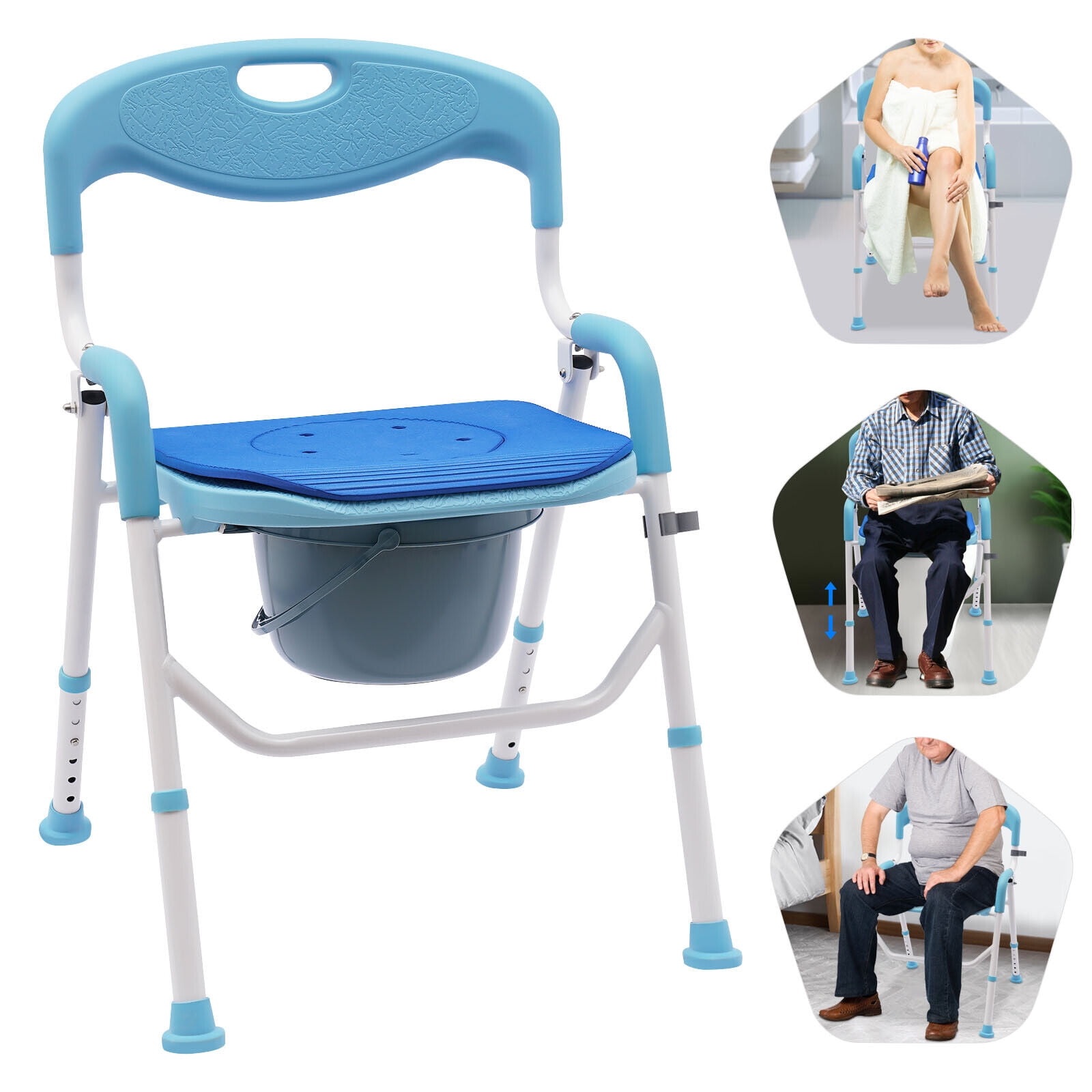 ZhdnBhnos Large Bedside Toilet Shower Chair for Adults EVA Commode ...