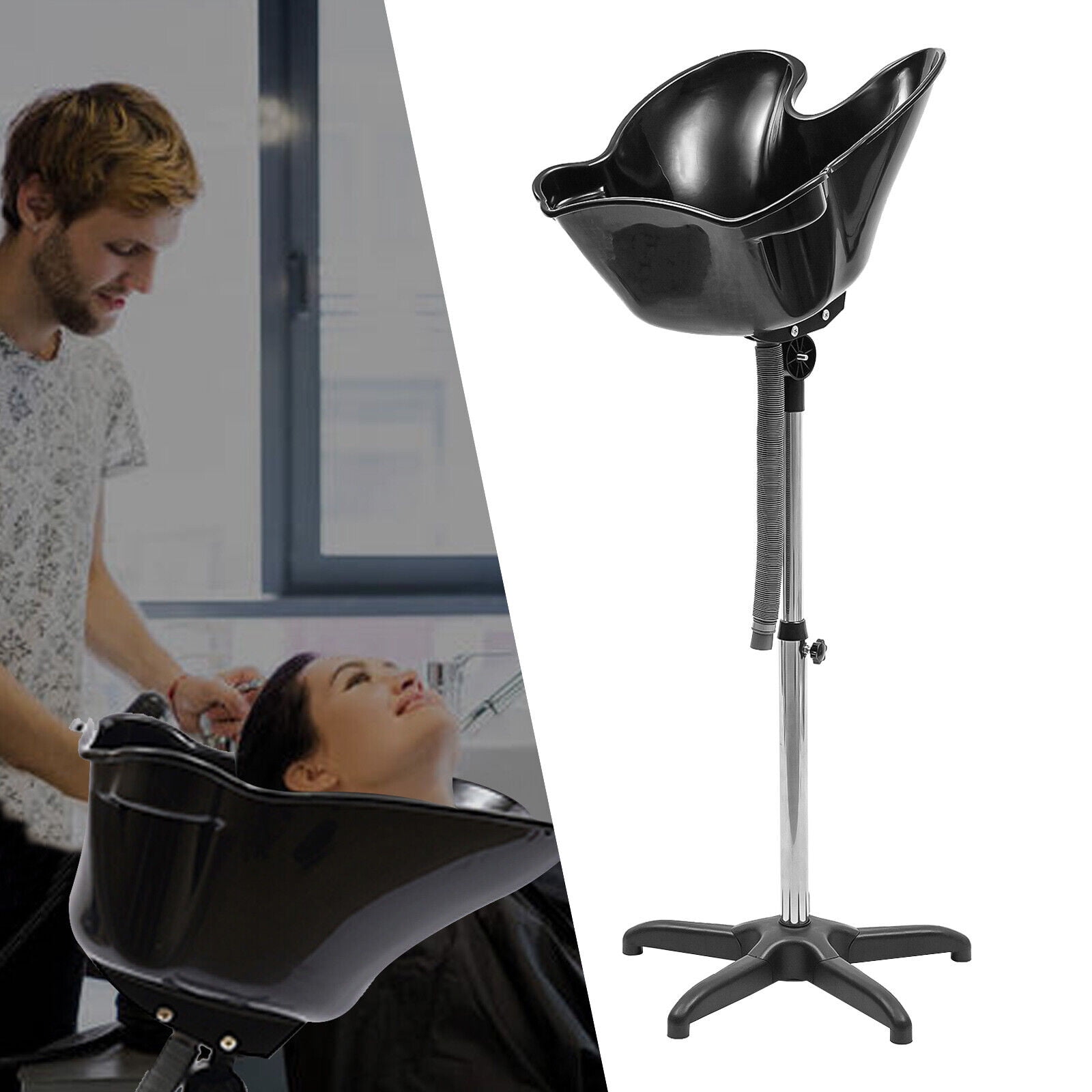 ZhdnBhnos Portable Shampoo Bowl Deep Basin Height Adjustable Barber