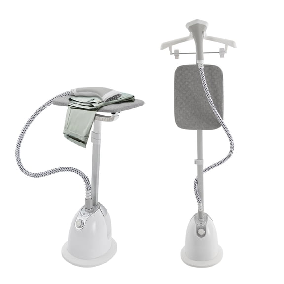 ZhdnBhnos Standing Steamer for Clothes Professional Garment Steamer with Ironing Board Steaming Wrinkle Remover 1350W White