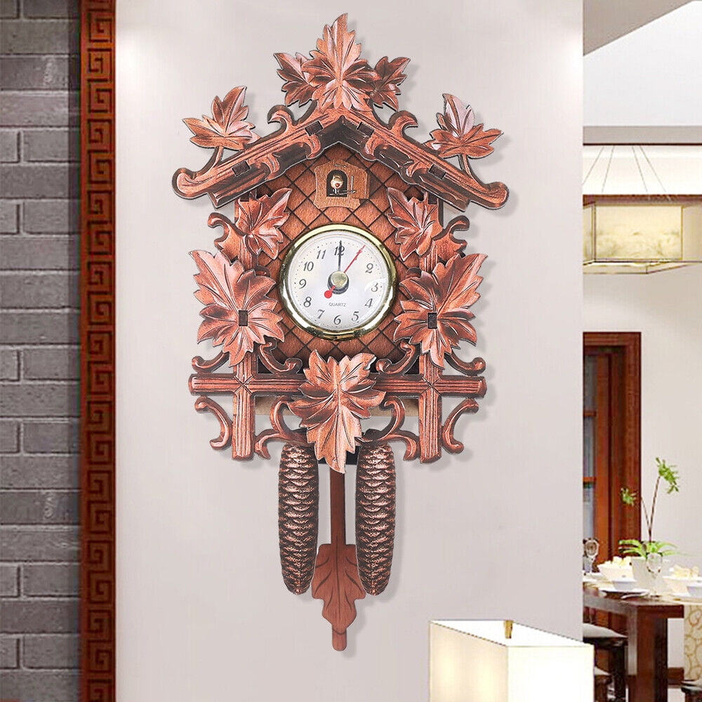 ZhdnBhnos Vintage Cuckoo Wall Clock Coo Coo Bird Hanging Clock Antique