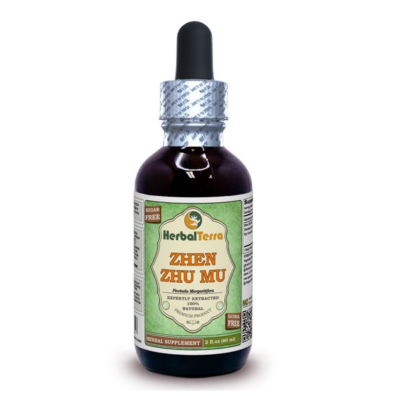 Zhen Zhu Mu Dry Concha KETO Friendly Alcohol-Free Absolutely Natural Expertly Extracted by Trusted HerbalTerra Brand Liquid Extract. Proudly made in USA. Glycerite 2 Fl.Oz