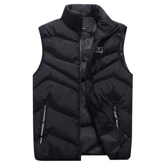 ZhenYing Puffer Vest Men, Men Autumn Winter Fashion Stand Collar Color Vest Jacket Top Coat Vest for Men Black
