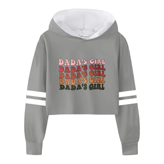 Zhencn Girls Sweatshirt Girls Kids Casual Loose Active Full Sleeves Hoodies Sweatshirts Hooded Short Pullover Letter Print Striped Teen Crop Tops Girls Tops, 4-5 Years