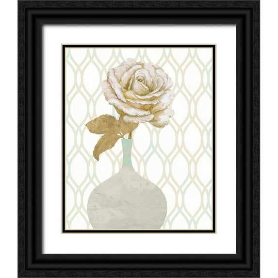 Zheng, James 20x24 Black Ornate Wood Framed with Double Matting Museum Art Print Titled - Gilded Rose 1