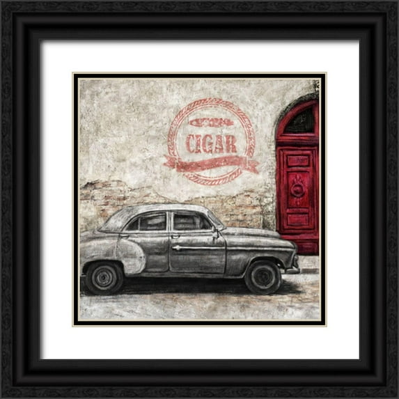 Zheng, James 26x26 Black Ornate Wood Framed with Double Matting Museum Art Print Titled - Streets of Havana1
