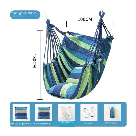 Zhengfang Hammock Chair Hanging Rope Swing, Max 300 Lbs Hanging Chair with Pocket & Durability Perfect for Outdoor, Home, Bedroom, Patio, Yard (Pillows 2 Included)