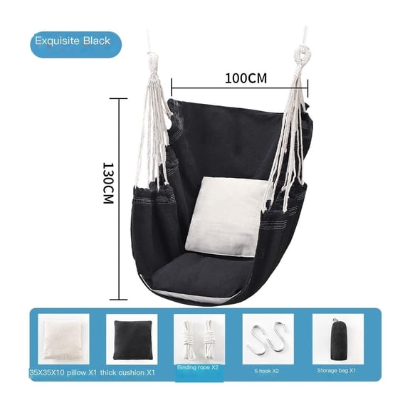 Zhengfang Hammock Chair Hanging Rope Swing, Max 300 Lbs Hanging Chair with Pocket & Durability Perfect for Outdoor, Home, Bedroom, Patio, Yard (Pillows 2 Included)