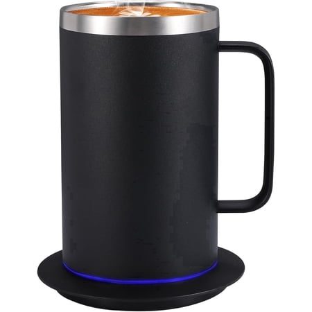 Zhenglu Heating Cup 17Oz, 131°F Temperature Controlled Heated Mug Set,10H Auto Shut-off (Black)