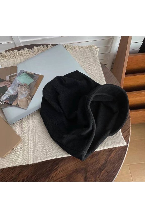 Autumn And Winter Japanese Style Solid Color Pile Up Hats For Children To Look Small And Fashionable With A Bare Face. Cold Hats With A Lazy Style And A Loose Hood