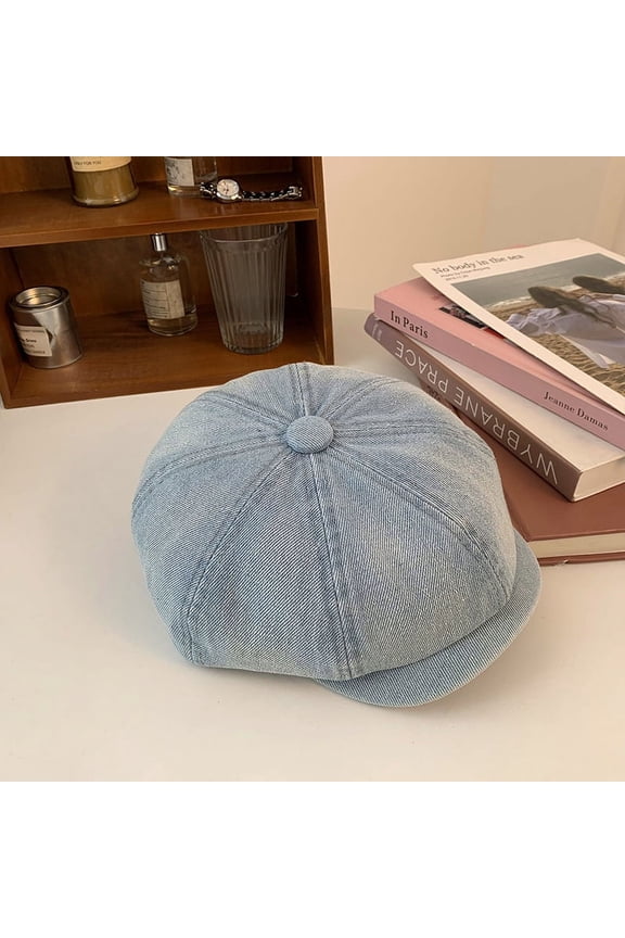 Cowboy Forward Hat Women's Autumn/Winter Korean Edition Show Face Small Octagonal Beret French Retro Big Head Waist Painter Hat Trend