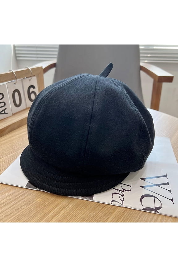 Hat That Can Be Worn Backwards~Autumn And Winter Woolen Short Brimmed Octagonal Hat, Casual Duckbill Hat, Inter Face Revealing Small Beret Hat
