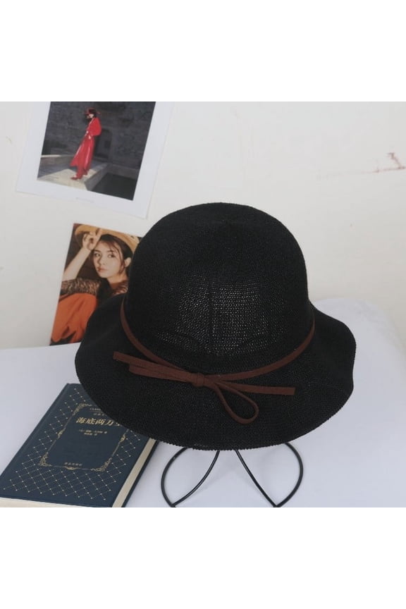 Hats For Summer Shading, Sun Protection, Bow Fishing Hats For Women, Straw Hats For Japanese Small Eaves, Seasonal Outings, Versatile Spring Wave Edges