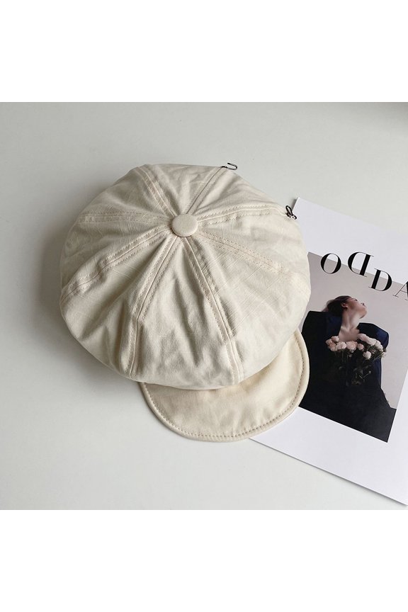 Japanese Octagonal Hat, Female Retro Beret, Revealing Face, Duckling Tongue, Cloud Hat, Black Big Head, Newspaper, Children's Painter Hat