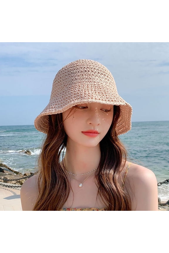 Straw Hat, Internet Famous, Women's Summer Beach Small Brim, Simple Sun Protection, Sun Shading Hat, Travel Vacation Woven Beach Fisherman Hat