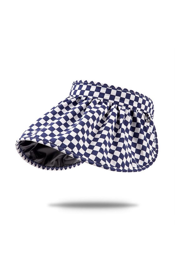 Sunscreen Hat For Women In Summer, UV Resistant Hair Hoop, Sunshade Hat, Checkered Hollow Top, Sun Hat, Large Brim, Beach Shell Hat