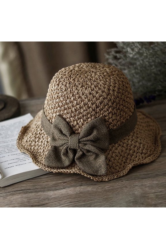Weaving Hat Summer Handmade Grass Weaving Hat Leisure Round Top Sun Hat Women