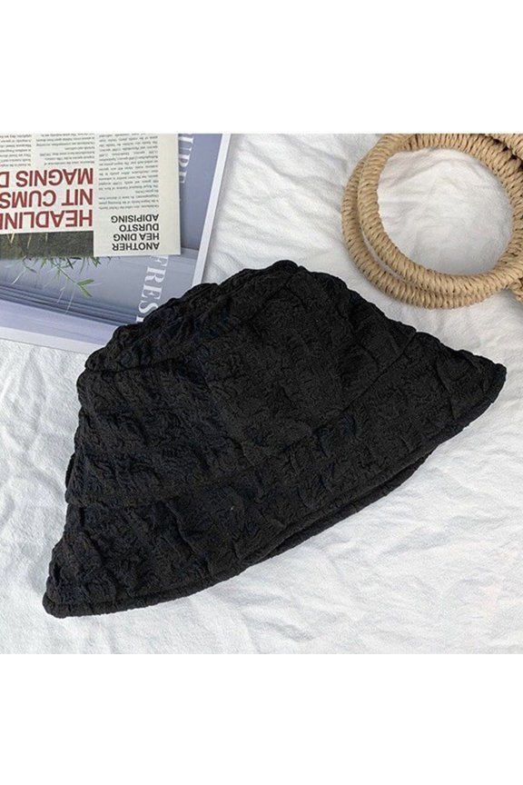 Zhao Lusi Fisherman Hat, Female Spring Folded Puff, Black And White, Summer Versatile, Big Head, Surrounding Face, Small Face, Plain Face Pot Hat