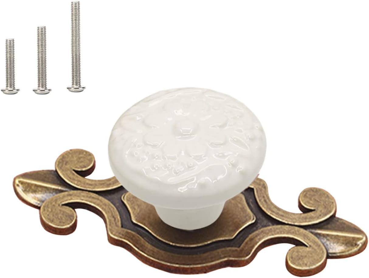 Wannianmu 5 Pack Retro Ceramic Knobs, Vintage Dresser Leopard Kitchen