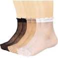 thumbnail image 1 of Zhengup 12 Pairs Women's Sheer Ruffled Socks Frilly Ankle High Nude Nylon Stocking Ultra Thin Cool Silk Socks for Women, 1 of 8
