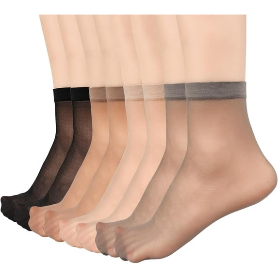 Zhengup 12 Pairs Womens Sheer Ankle Socks Nude Stocking Summer Ultra Thin Cool See Through Silk Socks for Women