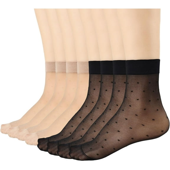 Zhengup 12 Pairs Womens Sheer Ankle Socks Nude Stocking Summer Ultra Thin Cool See Through Silk Socks for Women