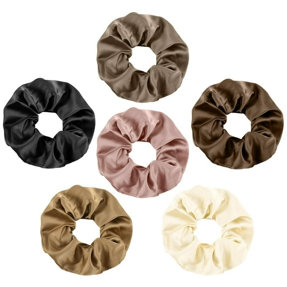 Zhengup 3-Piece Vintage Satin Elastic Hair Ties, Gentle Style Scrunchies Girls Ponytail Holders, Multicolor Fashion Rubber Bands Hair Accessories No Damage for Women