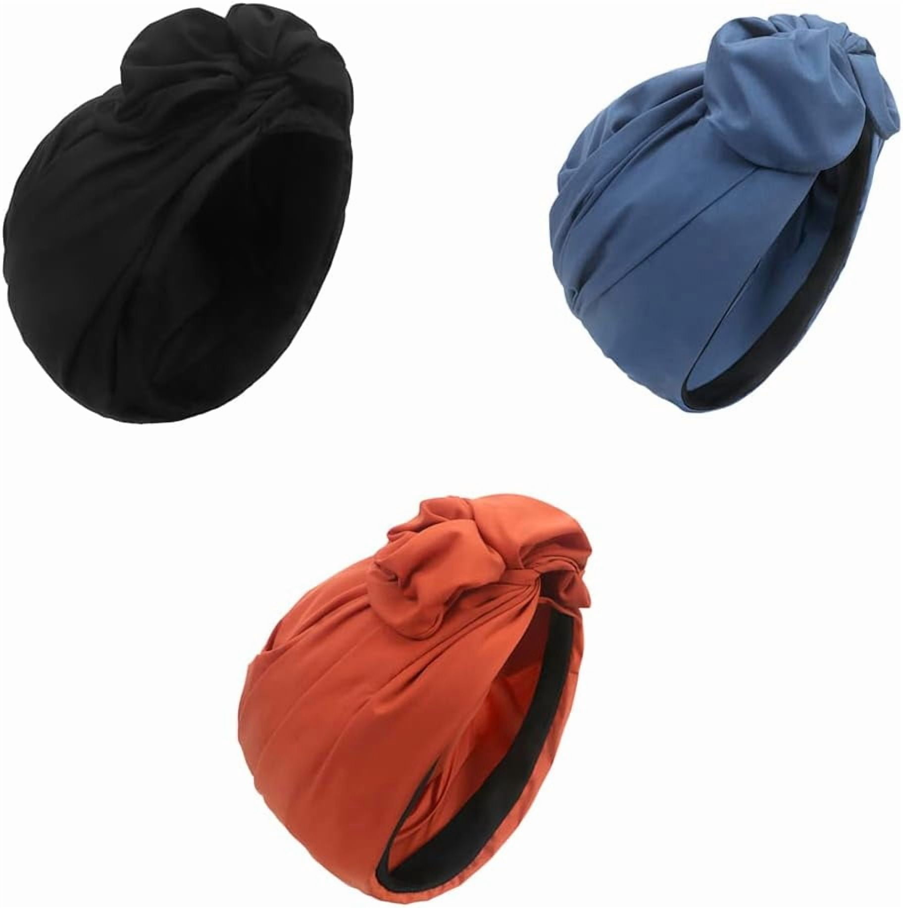 Zhengup 3 pcs Vintage French Female Turban Hat Fashion Bandana Headband Women's Soft Hair Cover Cap Ladies Head Wraps Muslim Headscarf Bonnet